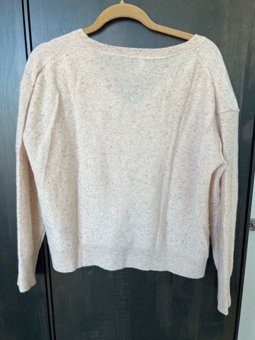 Pilcro Speckled Light Pink Cashmere Henley Sweater - Picture 3 of 4